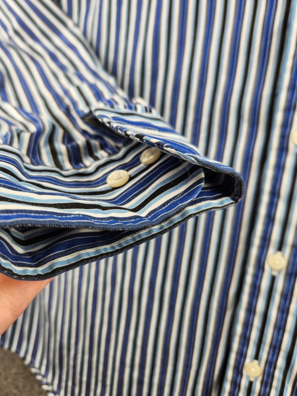 Polo Ralph Lauren Striped Blue Button Up Shirt Curham Custom Fit 16.5 36/37 Men - Picture 4 of 16